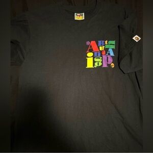 A Bathing Ape Black Graphic T-Shirt with Colorful Letters